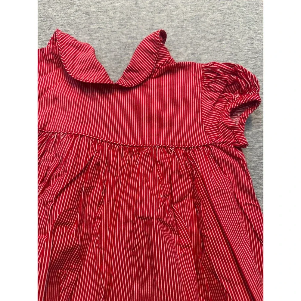 Vintage 80s Clicastro & Co Red Pinstripe Baby Dress Bloomers Set 12-18M USA